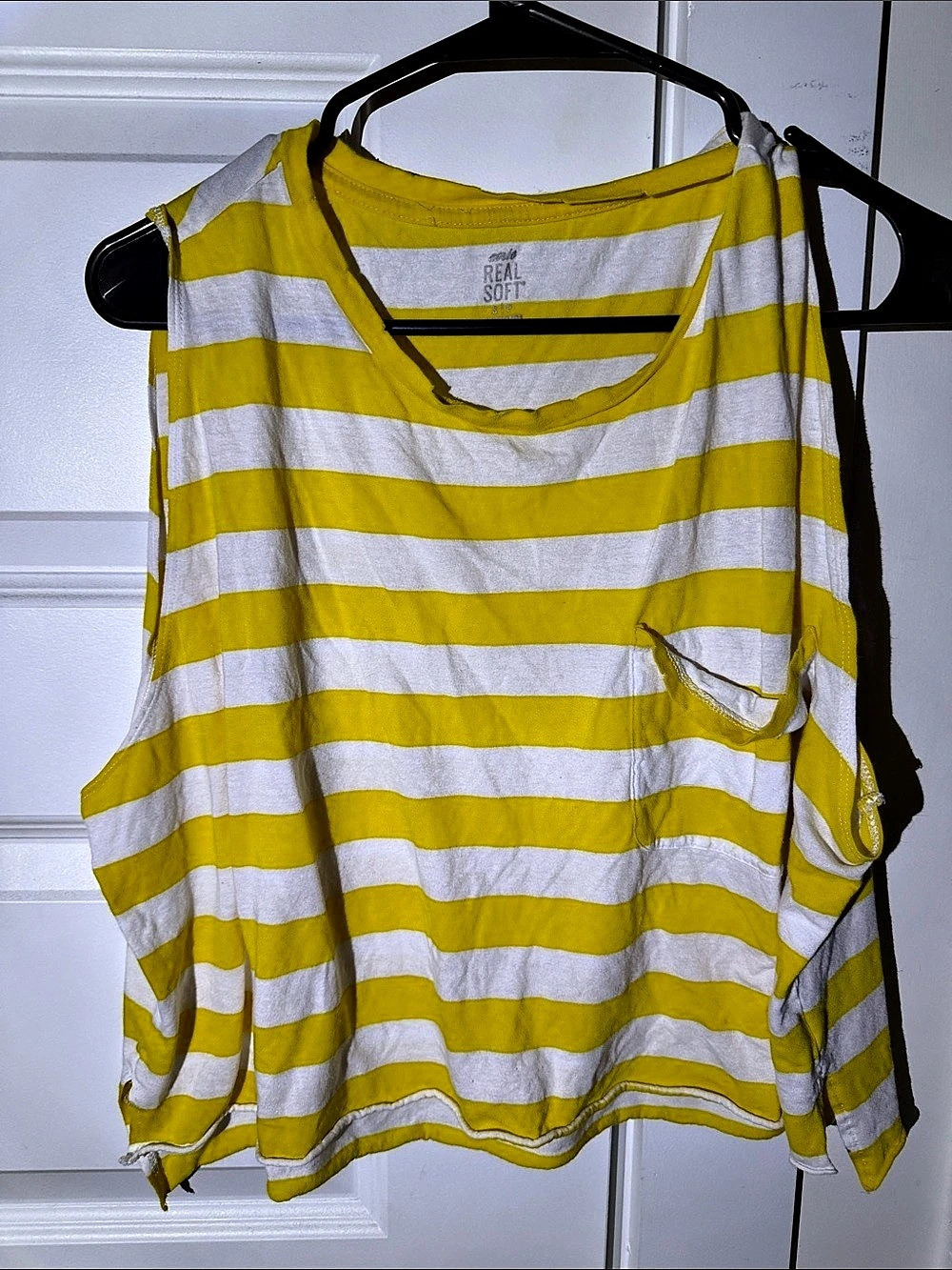 Real Soft Striped Tank Top in Yellow & White Size Small